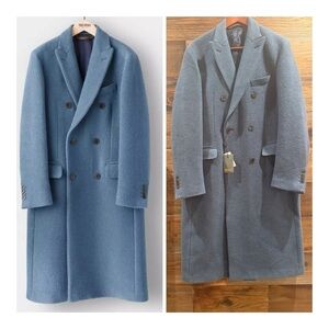 Todd Snyder Light Blue Double-Breasted Light Boucle Italian Wool Overcoat NWT